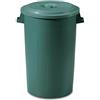 COSE DA CASA Bidone portarifiuti VERDE con coperchio antirandagismo industriale 100 litri pattumiera CON MANICI giardino locali commerciali