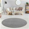 Jimri Fashion4Home - Tappeto a pelo corto in tinta unita per salotto, cameretta dei bambini, camera da letto, studio, ufficio, corridoio e cucina, colore: grigio chiaro, dimensioni: 160 cm, rotondo