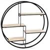 ceq mensola bacheca in Metallo Nero Forma Tonda con 4 Ripiani in Legno Shabby Chic 60 * 13 cm 763595