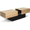 IDMarket - Tavolino scorrevole MARTA in legno nero e finto faggio