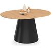 IDMarket - Tavolo da pranzo rotondo allungabile ANGELE, 4-8 posti a sedere, legno effetto faggio e gamba nera, 110-150 cm