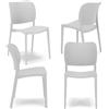 REDÒKASA Set 4 sedie in polipropilene MADE IN ITALY ORBITA, impilabile, resistente ai raggi UV, design moderno, ideale per sala da pranzo, cucina, sala d'attesa, bar, ristoranti o giardino (4, Bianco)