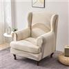 Hixingo 2 Pezzi Copripoltrona con Orecchie Elasticizzato, Copripoltrona 1 Posto - Microfibra Copripoltrone Lavabile Copri Poltrona Soggiorno - Jacquard Stampe Copertura Poltrona (Bianco)