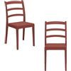 REDÒKASA Set 2 sedie in polipropilene modello REA, MADE IN ITALY, impilabile, resistente ai raggi UV, design classico paesano per sala da pranzo, cucina, bar, ristoranti, veranda o giardino (Rosso Mattone, 2)