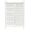WooDerson Carrello a rotelle con 15 cassetti, carrello da cucina su ruote, carrello da portata con 4 ruote universali, carrello mobile per soggiorno, cucina, ufficio (bianco)