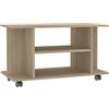 vidaXL Mobile TV con Ruote e Scomparti Aperti Robusto Elegante Armadietto Basso Multimediale Credenza Rovere Sonoma 80x40x45 cm in Truciolato