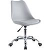 Brigros WeHome - sedia ufficio moderna disponibile in diversi colori per camerette di ragazzi sale studio sale d'attesa sedia da ufficio con seduta in ecopelle (Grigio)