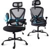 GGCIR Sedia Ufficio Ergonomica, Sedia Scrivania con Braccioli Imbottiti e Supporto Lombare Regolabile, Poltrona Ufficio Mesh per Casa e Gaming (Nero)