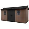 Keter Casetta da Giardino Newton 7515/1575, Effetto Legno Naturale, Porte e Finestre Orientabili, Marrone, 9 m², 230x476x246H cm