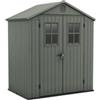Keter Casetta da Giardino Darwin 6x4, Finitura Effetto Legno, Colore Verde Salvia, 2,2 m², 190x122x221H cm