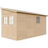 TIMBELA Casa da giardino in legno naturale (senza parete laterale) CON PAVIMENTO IMPREGNATO 416x216 cm/8 m²- Magazzino esterno con finestre - Capanno da giardino TIMBELA M340+M340G
