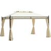 Outsunny Gazebo da Giardino 3x4m in Acciaio con Doppio Tetto e 4 Tende Laterali Crema
