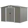 COSTWAY Casetta da Giardino 4,74㎡, Capanno da Esterno in Lamiera Acciaio Zincato Resistente alle Intemperie con 4 Feritoie, Doppie Porte e Rampa, 260 x 207 x 181 cm (Grigio chiaro)