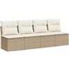 vidaXL Divano da Giardino con Cuscini a 4 Posti Beige in Polyrattan