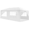 GYMAX Gazebo da Esterno in Acciaio, Gazebo Bianco con Copertura Resistente al Sole e alla Pioggia, con Borsa Portatile, Corde e Paletti, Ideale per Feste, Picnic, Campeggio, Barbecue, 6 x 3 x 2,5 M