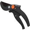 FISKARS Forbici a Incudine per Legno Secco e Duro, PowerLever, P53, Diametro di taglio 2 cm, Lame in Acciaio di Qualità con Rivestimento Antiaderente, Lunghezza: 17.5 cm, Nero/Arancione, 1001532
