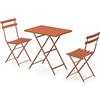 EMU Arc en Ciel Set: Tavolo Pieghevole Art. 334 Cm. 50 x 70 e 2 sedie Art. 314 Colore Rosso Acero cod. 26