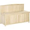 Outsunny Panca Contenitore da Esterno in Legno di Abete Naturale con Schienale per Giardino e Terrazza, 115x45x75cm