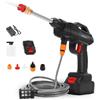 Yunseity Pistola per Idropulitrice a Batteria, Batterie da 600 W Ad Alta Potenza 18 V/21 V Idropulitrice a Batteria Portatile da 350 PSI, per Lavaggio Auto, Irrigazione di Fiori, Ecc(EU Plug)