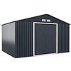 COSTWAY Casetta da Giardino 8,08㎡, Capanno da Esterno Porta Attrezzi in Lamiera Acciaio Zincato Resistente alle Intemperie, con Tettoia, Sfilati e Ante Scorrevoli (330 x 245 x 210 cm)