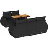 vidaXL Set Divano da Giardino 6 pz con Cuscini Nero in Polyrattan