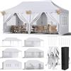LIFERUN Gazebo 3x6 Pieghevole Impermeabile Con 6 Pareti Laterali - Tenda Protezione UV 50+ - 12 Chiodi Rettificati e 6 Corde - Per Esterno, Giardino, Campeggio, Matrimoni - Bianco