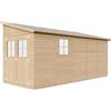 TIMBELA Casa da giardino in legno naturale (senza parete laterale) 513x216 cm/9,91 m²- Magazzino esterno con finestre - Capanno da giardino - Bici, Deposito attrezzi e rimessa TIMBELA M341