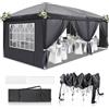 LEADZM Gazebo 3x6m Pieghevole con 6 Pareti Laterali, Tenda da Giardino Regolabile in Altezza Impermeabile UV 50+ Antivento con Borsa da Trasporto Antracite