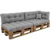 POKAR Set di Cuscini per Europallet Impermeabile da 6 pezzi: 2x 120x80 + 2x 120x40 + 1x 60x40 + 1x 40x40, per Divano da Giardino, senza Pallet, Grigio