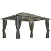 vidaXL Gazebo con Tende e Luci LED 400x300 cm Grigio Talpa Alluminio