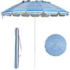 RELAX4LIFE Ombrellone da Spiaggia e Esterno 2,43M, Tettuccio Inclinabile, Protezione Solare UV50+, Telaio a 16 Stecche in Fibra di Vetro, Base non Inclusa, per Mare/Giardino/Campeggio (Righe Fini)