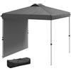 Outsunny Tenda pieghevole 2,5x2,5 m Gazebo da giardino con 1 parete laterale regolabile in altezza in 3 livelli Anti-UV impermeabile e sacchetto di sabbia Gazebo per campeggio all'aperto feste Grigio