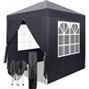 LEADZM Gazebo 2x2m Pieghevole con 4 Pareti Laterali, Tenda da Giardino Regolabile in Altezza Impermeabile UV 50+ Antivento con Borsa da Trasporto,Antracite