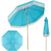 COSTWAY Ombrellone da Spiaggia 180 cm, Inclinabile Regolabile 30°, Palo in Legno, 8 Stecche in Fibra di Vetro, Ombrellone per Giardino, Piscina, Terrazza (Blu)
