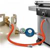Melko Tubo Gas + Riduttore di Pressione con Manometro Regolatore Gas 80CM Regolatore Propano Butano Tubo di Rifornimento Gas per Barbecue Bruciatore a Gas Bruciatore da Cucina Pressione