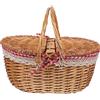 Happyyami Cestino da Picnic in Vimini Naturale con Doppia Maniglia e Coperchio Basket Intrecciato Rustico per Picnic all Aperto Campeggio Conservazione di Frutta e Verdura Dimensioni