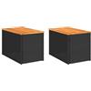 vidaXL Tavolini Giardino 2pz Neri 55x34x37cm Polyrattan Legno Massello