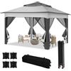 Fiqops Gazebo da giardino, 3 x 3 m, impermeabile, stabile, con telaio in metallo, per 2-4 persone, colore beige