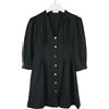 Sandro Abito Donna Eu 38 3/4 Maniche Bottoni a Pressione Pieghe Scollo A V Mini