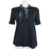 SANDRO T-Shirt Donna LARGE Manica Corta Tricot Con Fiocco Nero