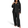 Victoria's Secret Set pigiama Victoria's Secret in modal, camicia a maniche lunghe con bottoni e pantaloni da pigiama, abbigliamento da notte per donne (XS-XXL), nero, XX-Large
