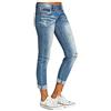 Yivise Jeans da donna strappati boyfriend carini, jeans invecchiati, elasticizzati, gamba dritta, pantaloni a matita con foro (blu scuro, L)