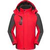 LOIJMK Giacca softshell unisex, impermeabile, traspirante, da sci da uomo e da donna, in softshell, colore rosso, con cappuccio, per attività all'aria aperta, con tasche, giacca da trekking e da neve