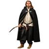 Leonardo Carbone® Ilmar, mantello in lana medievale, unisex con pelliccia e cappuccio lungo, abbigliamento medievale, da uomo e da donna, costume hobbit, LARP, vichinghi, cosplay, Halloween, Nero ,