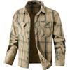 PADOLA Camicia a Quadri Uomo Button Down Manica Lunga con Tasca Camicie da Lavoro Casual Tops Regular Fit(M,Cachi)