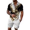 Osheoiso 2 Pezzi T-Shirt da Uomo Sportiva Completi Tuta da Jogging T-Shirt da Uomo Camicia a Maniche Corte Pantaloncini T-Shirt Pantaloncini Camicia Estate Pattern I XXL