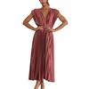 VIVICOLOR SATILE da SATILE Donne A Linea V Neck Impero Abito in Vita Abito da Sera pieghettate da Sera