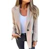 Goolecrimp Donna Autunno Risvolto Tinta Unita Tweed Blazer Misto Casual Business Ufficio Risvolto Giacca Corta Elegante Caldo Antivento Giacca Abito Tweed (Cammello,XXL)