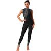Manyakai Femme Body Ginnastica Strass Tutina Unitard Body Pattinaggio Artistico Abito Spettacolo Nero M