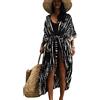Peuignao Copricostume Donna Mare Lungo Cover Up Kimono Copricostume Mare Aperto Donna Kimono Cardigan Copri Costume da Spiaggia Donna Boho Taglie Forti Beach Cover-Ups Copri Bikini Copricostumi Lunghi Nero
